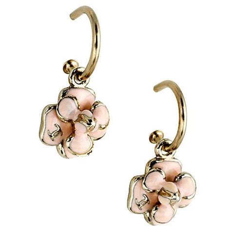 chanel pink flower hoop earrings|cheap chanel hoop earrings.